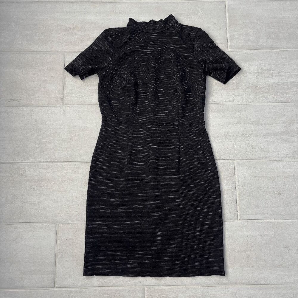 Ann Taylor Dress Sheath Midi Short Sleeve Dark Grey Size 2 Business Casual Work